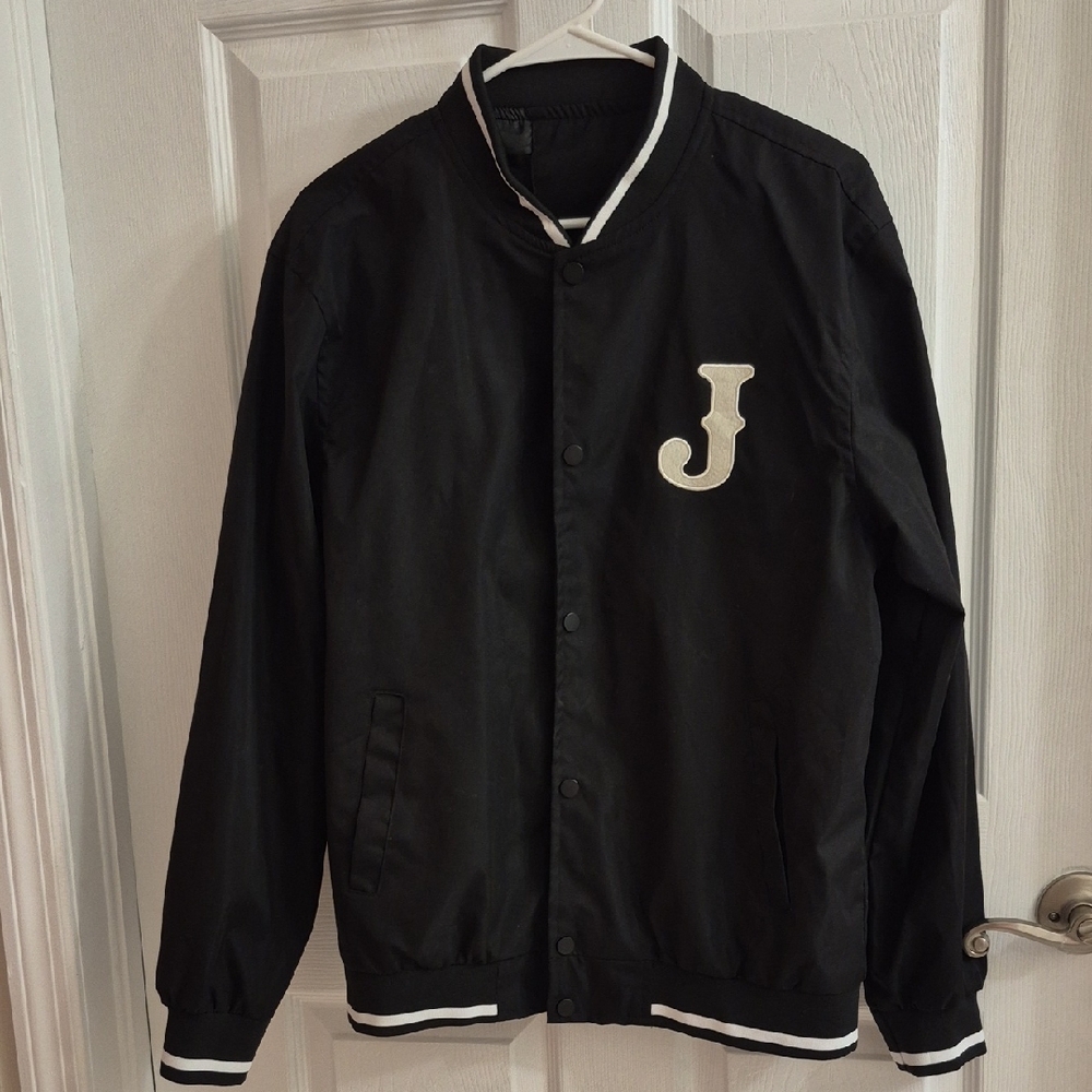 Black Varsity Jacket with White Trim